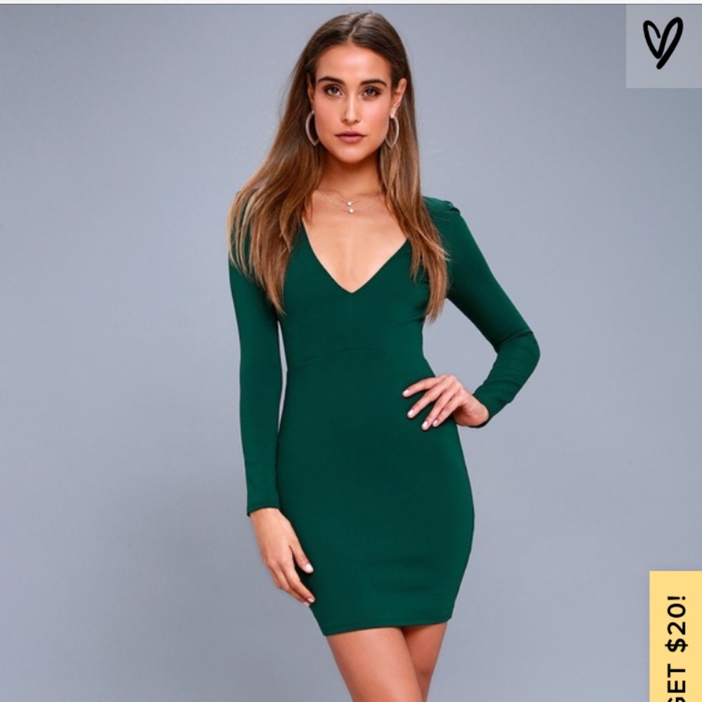 Lulu's Haute in Here Forest Green Long Sleeve Body